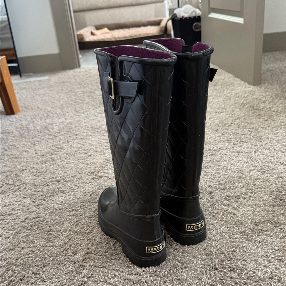 Sperry Black Quilted Women's Rain Boots